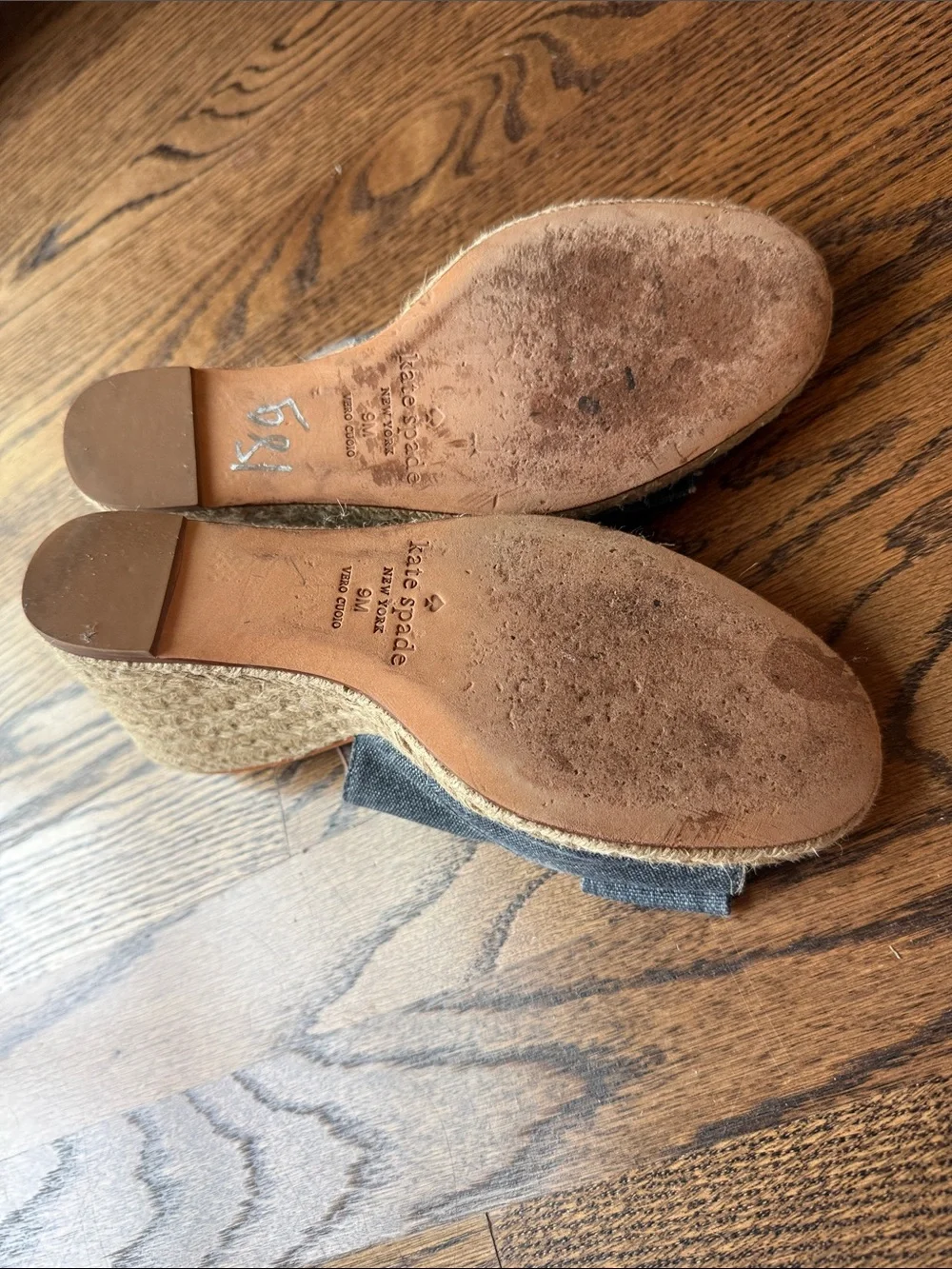 kate spade Denim Bow Slingback Espadrille Wedges size 9